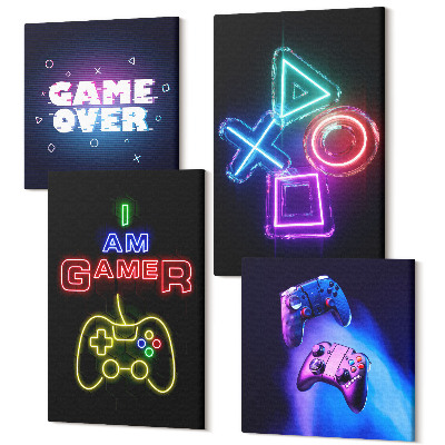 Sada 4 obrazů Gamepady, titulky přehrávače, ikony