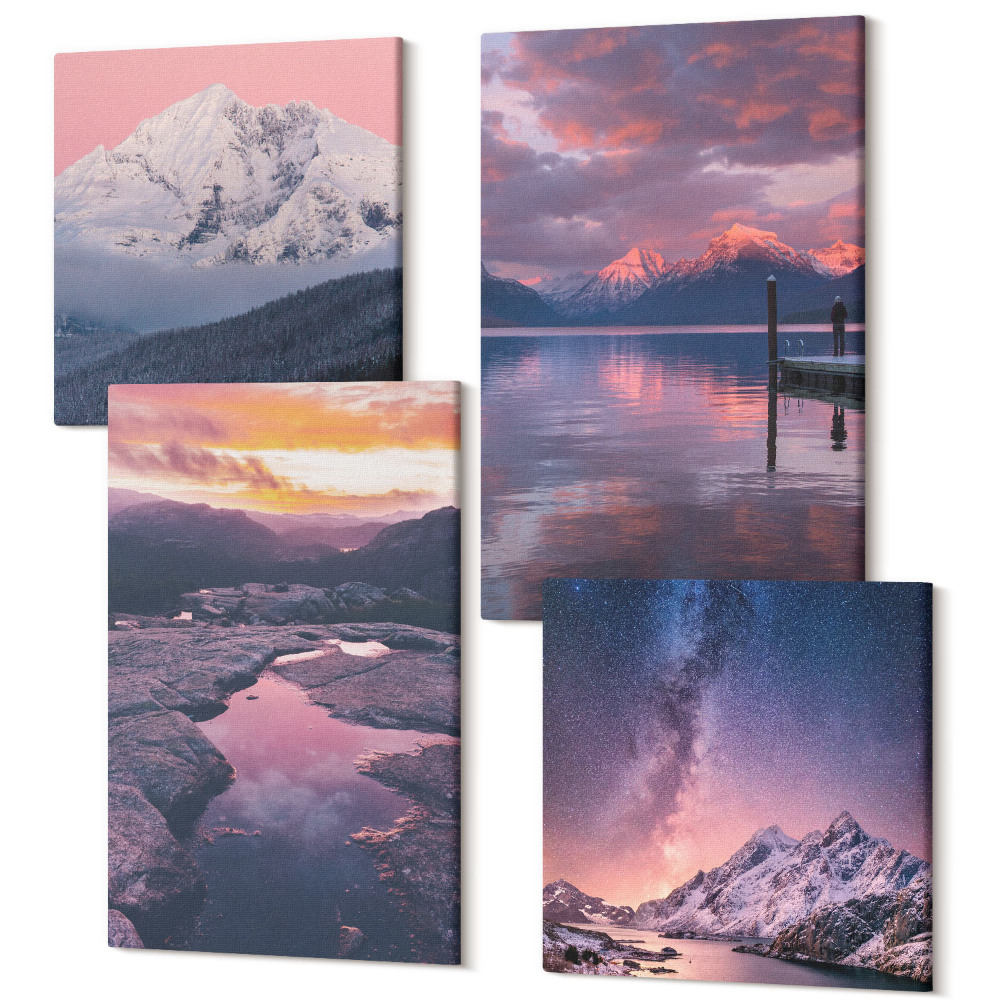 Sada obrazů kvadryptych Hory a voda v krásné přírodní krajině