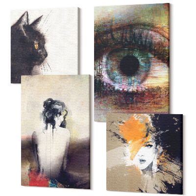 Sada 4 obrazů Portrét ženy oko abstraktní barvy emoce