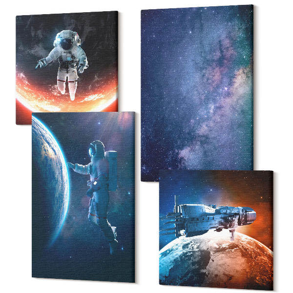 Sada obrazů kvadryptych Pohledy od vesmírných astronautů ve hvězdách