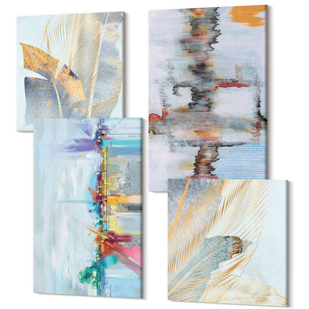 Sada 4 obrazů Styl malby abstraktní kompozice