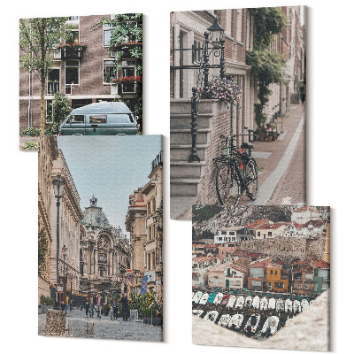 Sada obrazů na zeď kvadryptych Město klidné výhledy na budovy