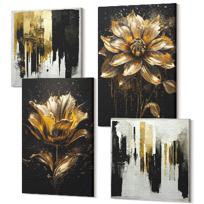 Sada 4 obrazů Stylové květiny moderní abstrakty
