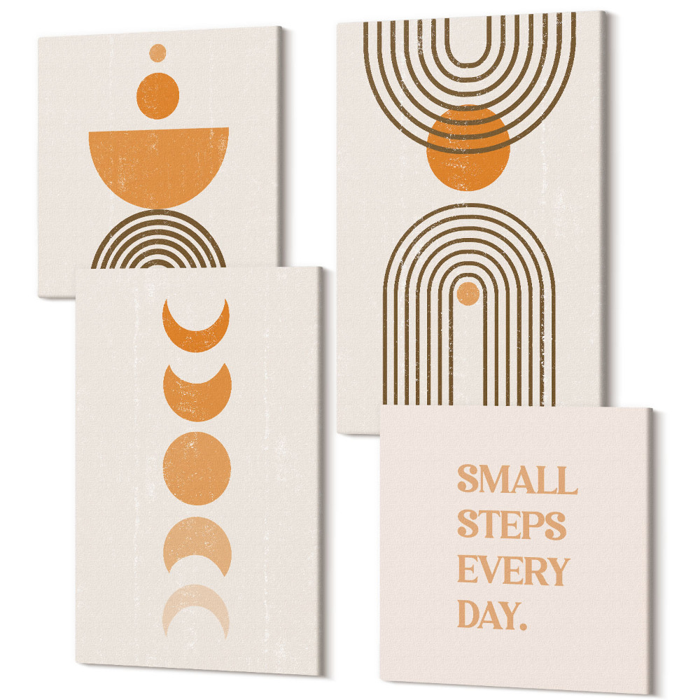 Sada obrazů kvadryptych Minimalistické boho abstraktní vzory a nápisy