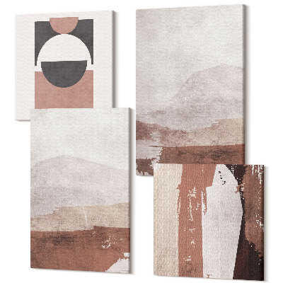 Sada obrazů kvadryptych Abstraktní vzory v odstínech hnědé a béžové