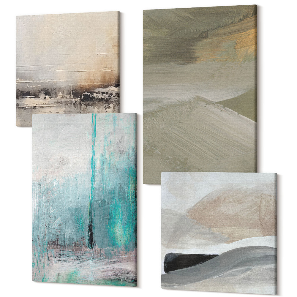 Sada 4 obrazů Malované abstraktní minimalistické dekorace
