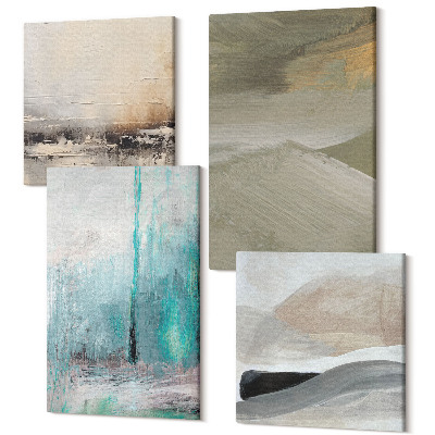 Sada 4 obrazů Malované abstraktní minimalistické dekorace