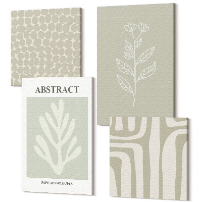 Sada 4 obrazů Rostlinné a geometrické vzory v tlumených barvách