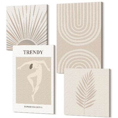 Sada 4 obrazů Pastelové plakáty, módní boho abstrakce