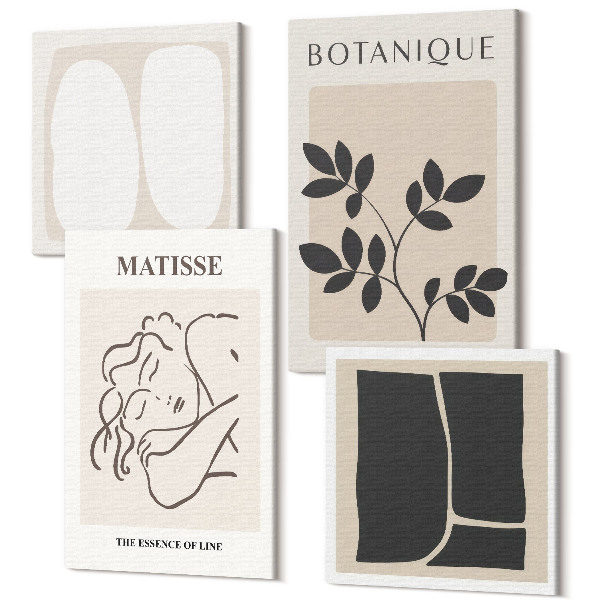 Sada obrazů kvadryptych Stylové minimalistické obrazy s rostlinnými motivy od Matisse