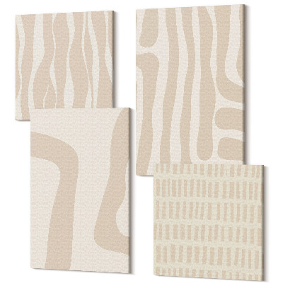Sada 4 obrazů Abstraktní vzory, minimalistické tvary, boho styl