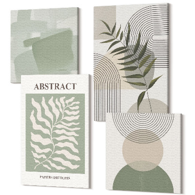 Sada 4 obrazů Botanické abstrakty rustikální boho styl