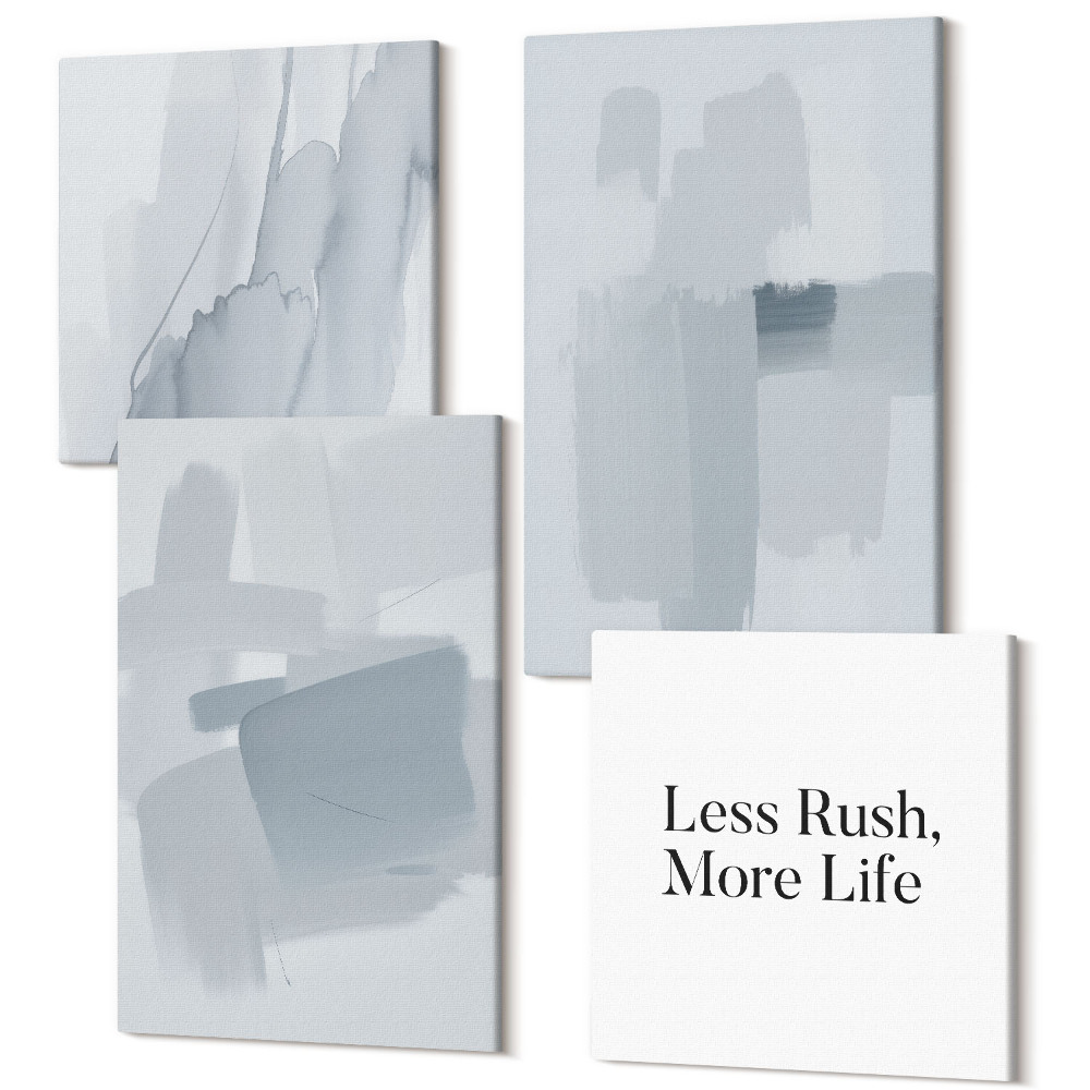 Sada 4 obrazů Abstraktní kompozice ve stylu akvarelu