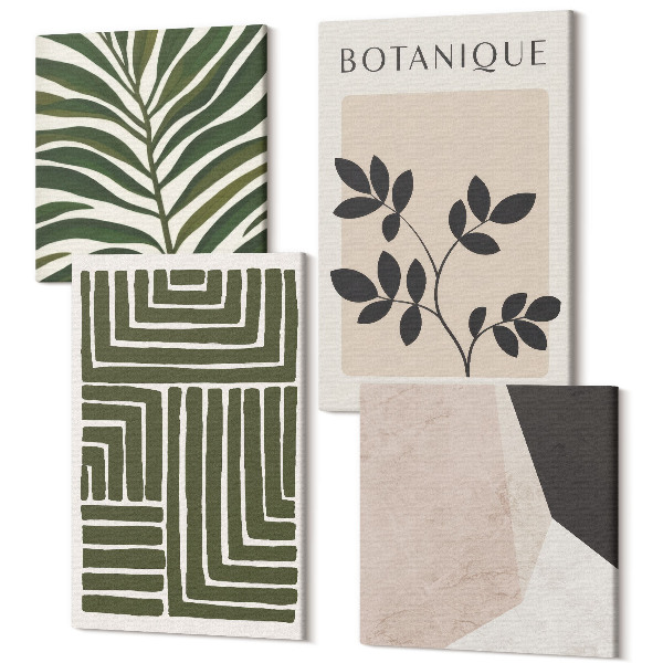 Sada obrazů na zeď kvadryptych Botanické kompozice ve stylu boho minimalismu