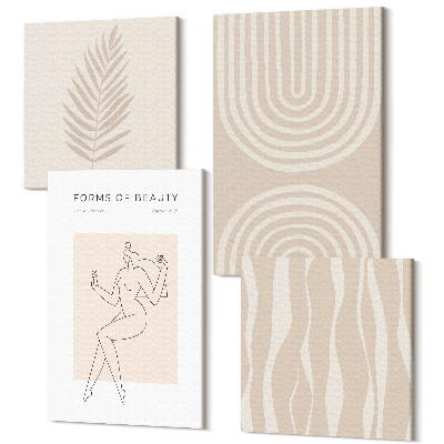 Sada obrazů na zeď kvadryptych Abstraktní vzory jemné boho dekorace