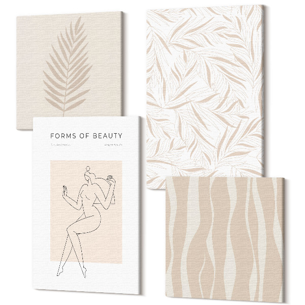 Sada obrazů kvadryptych Minimalistické motivy botanického designu