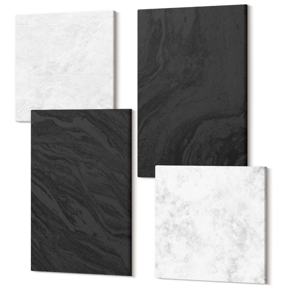Sada obrazů na zeď kvadryptych Tmavé a světlé mramorové elegantní textury v okouzlujícím stylu