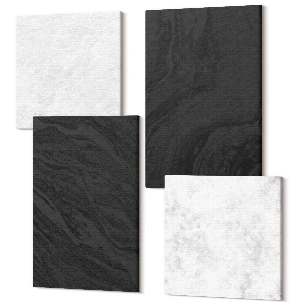 Sada obrazů na zeď kvadryptych Tmavé a světlé mramorové elegantní textury v okouzlujícím stylu