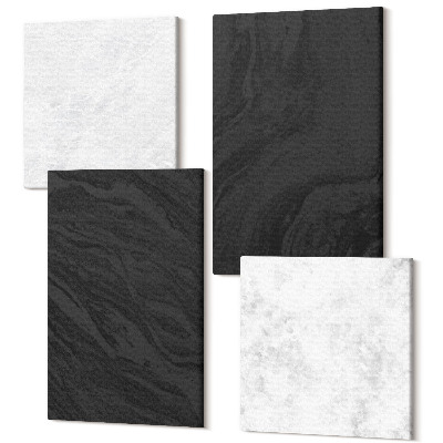 Sada obrazů na zeď kvadryptych Tmavé a světlé mramorové elegantní textury v okouzlujícím stylu