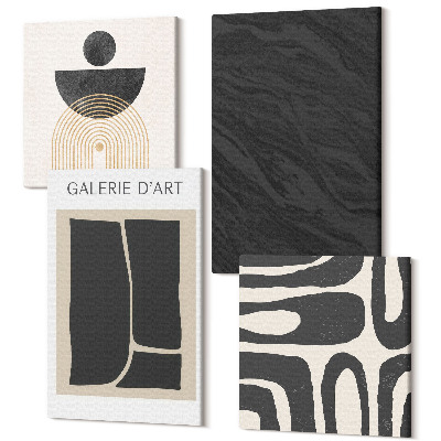 Sada obrazů kvadryptych Abstraktní formy a tmavý mramor