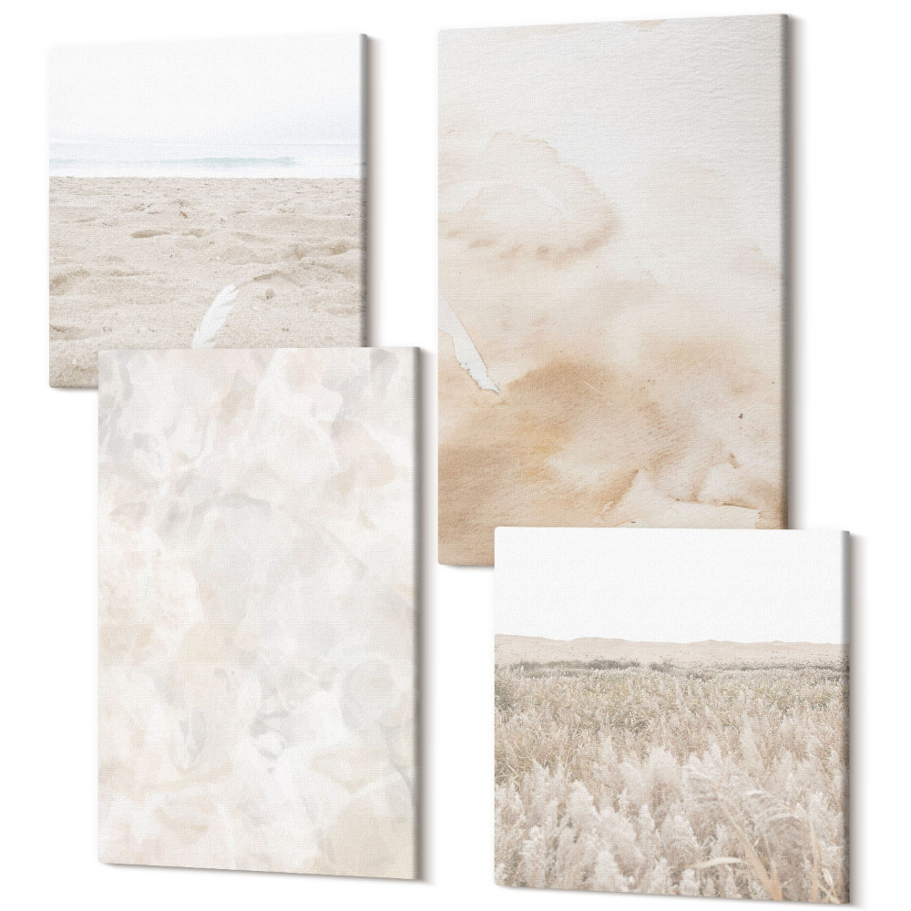 Sada obrazů na zeď kvadryptych Módní textury v pastelových světlých barvách