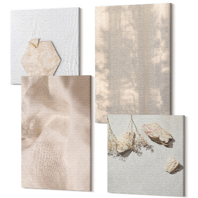 Sada obrazů kvadryptych Jemné textury v přírodním boho stylu