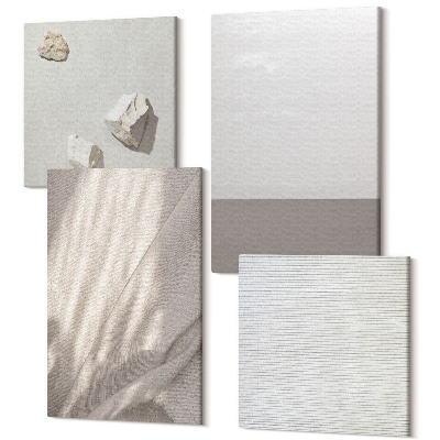 Sada obrazů na zeď kvadryptych Jemné přírodní textury v boho stylu