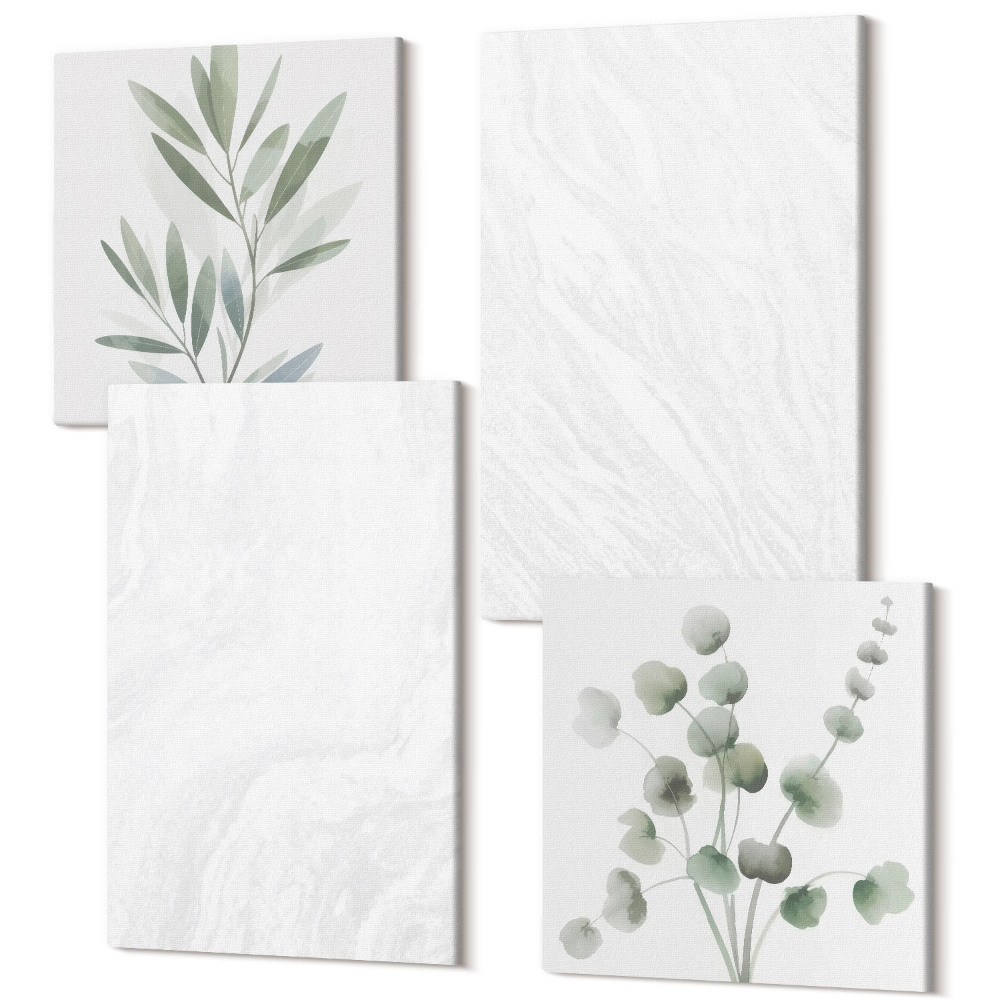 Sada 4 obrazů Elegantní mramorová lineární kamenná struktura pastelové větve