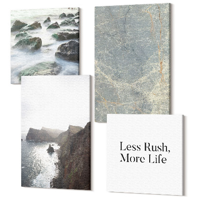 Sada obrazů kvadryptych Zelený mramorový nápis a melancholické pohledy