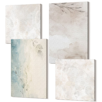 Sada obrazů kvadryptych Jemná akvarelová malířská textura