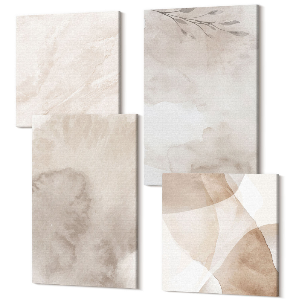 Sada 4 obrazů Rozlité akvarelové barvy textury boho styl