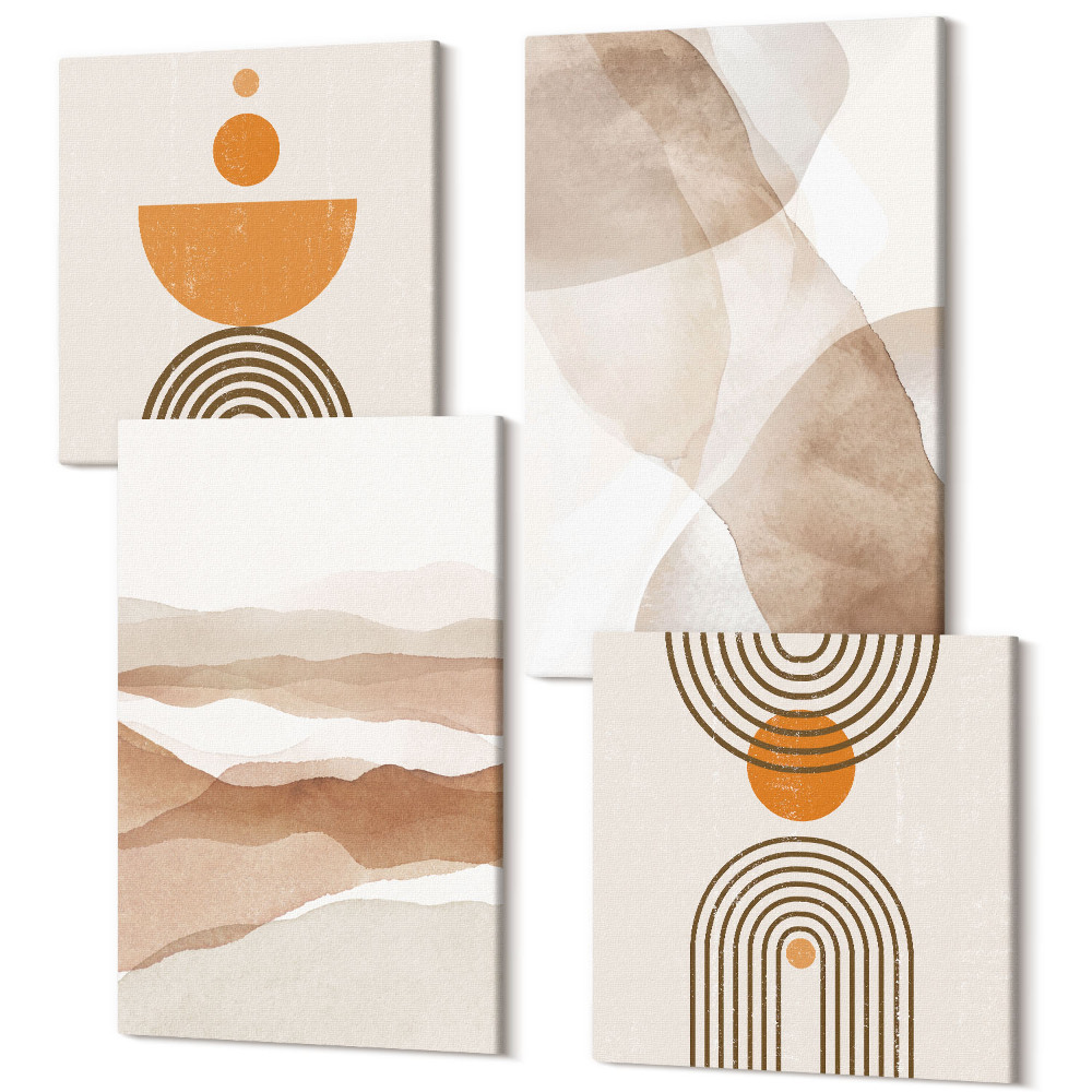 Sada obrazů na zeď kvadryptych Struktury v různých odstínech minimalismu