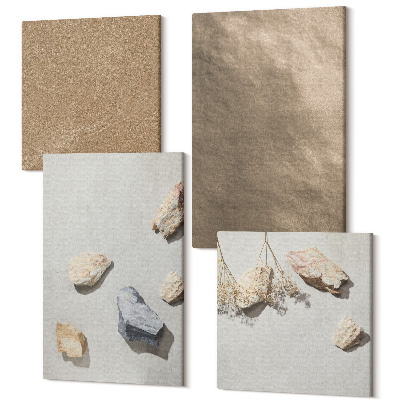 Sada obrazů kvadryptych Plážové kameny přírodní struktury