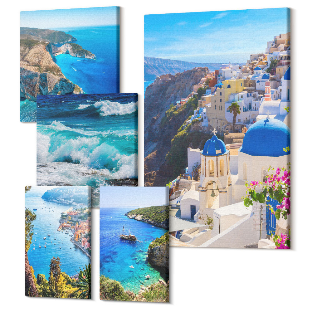 Sada 5 obrazů Krajiny Egejského moře s malebnými výhledy