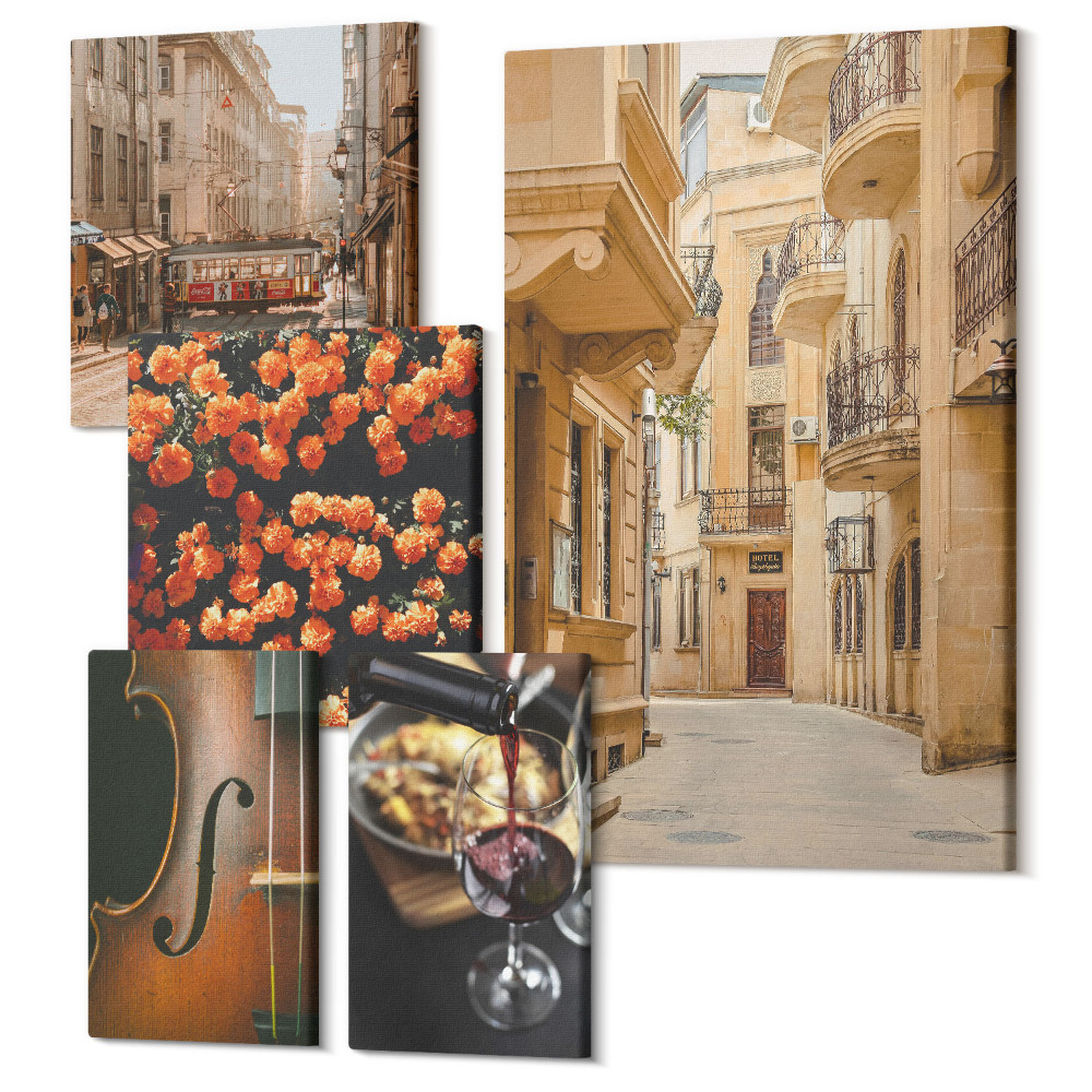 Sada obrazů na zeď pentaptych Okouzlující ulice a příjemné chvíle ve městě