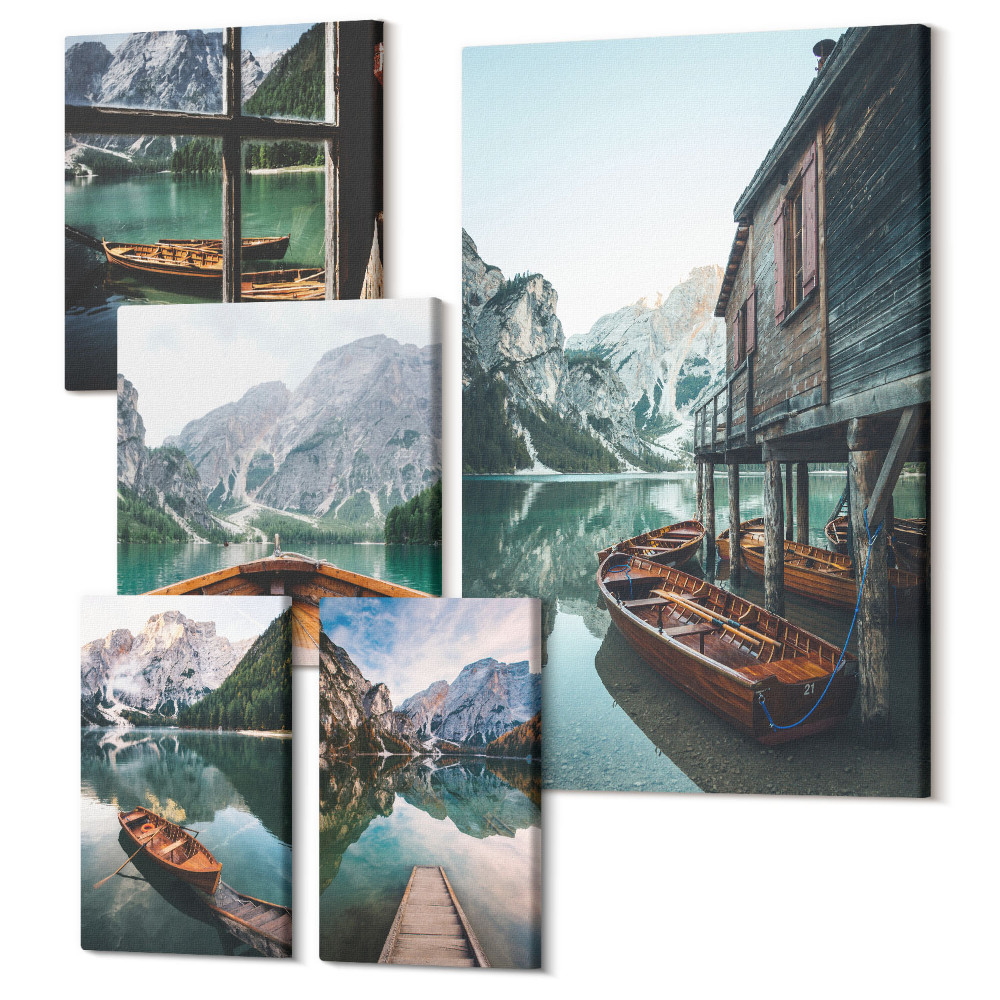 Sada 5 obrazů Klidná jezera a malebná horská krajina
