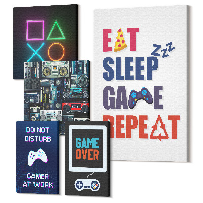 Sada obrazů pentaptych Stylové dekorace pro milovníky videoher