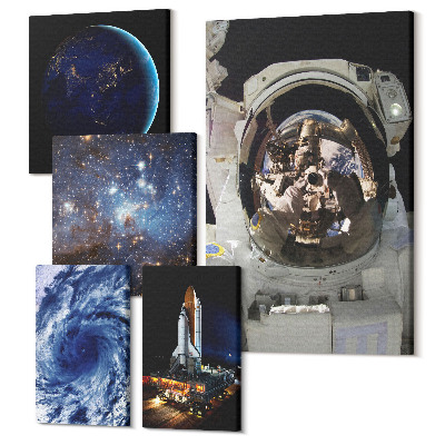 Sada obrazů pentaptych Vesmírné objevy: Pohledy na vesmír a astronauti