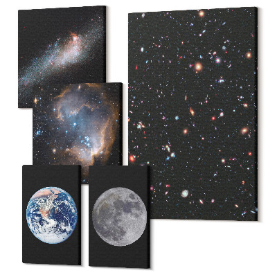 Sada obrazů na zeď pentaptych Kosmické krajiny galaxie a sluneční soustavy