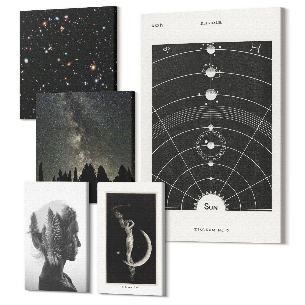 Sada obrazů pentaptych Kosmické inspirace galaxií a tajemství vesmíru