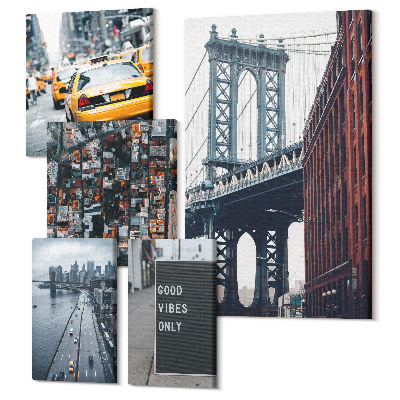 Sada obrazů na zeď pentaptych Okouzlující výhled na město ze života v New Yorku