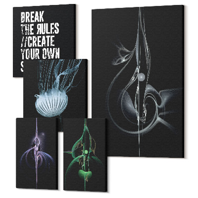 Sada obrazů pentaptych Abstraktní kompozice s tématem kreativity a výrazu