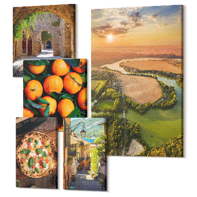 Sada 5 obrazů Přírodní krajiny s výhledem na italské chutě