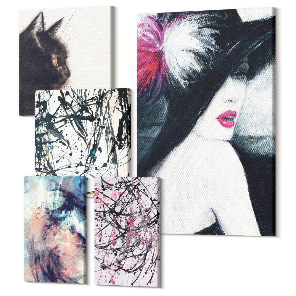Sada obrazů pentaptych Stylové portréty a kompozice abstraktního umění