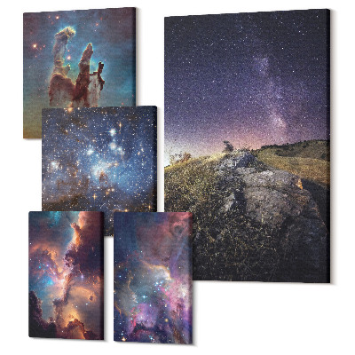 Sada 5 obrazů Kosmické krajiny galaxií a astronomické jevy