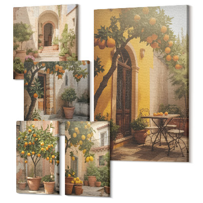 Sada 5 obrazů Okouzlující uličky mezi pomerančovníky