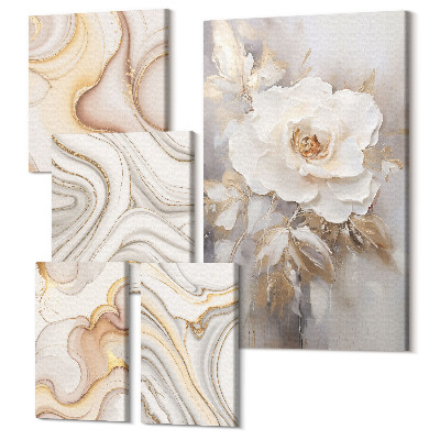 Sada 5 obrazů Květinové motivy a abstraktní vzory v elegantním stylu