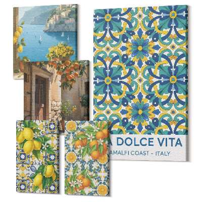 Sada 5 obrazů Italská inspirace citrusy a květinami v Amalfi