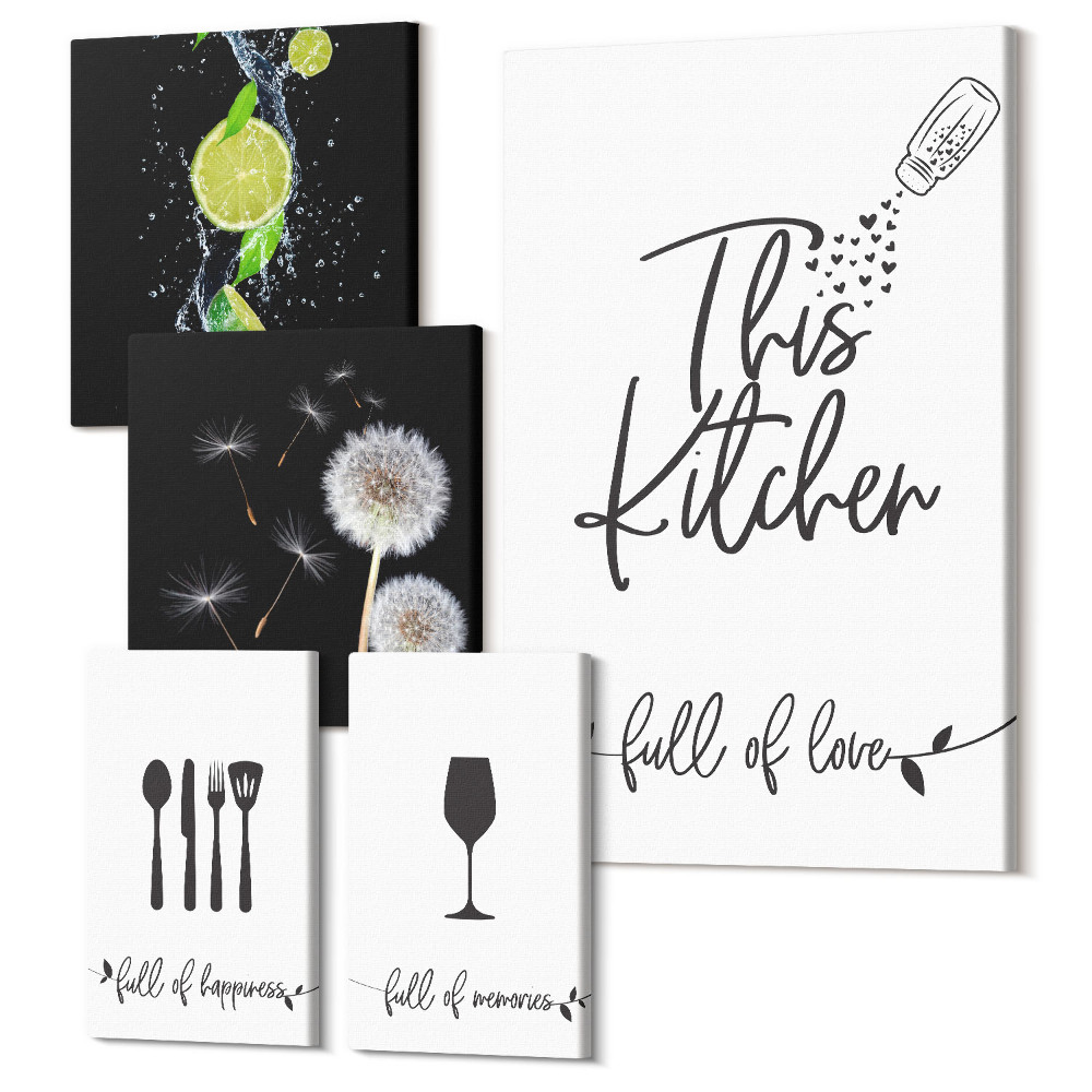 Sada obrazů pentaptych Kuchyňská inspirace s láskou k vaření a jídlu