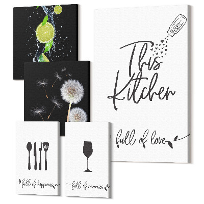 Sada obrazů pentaptych Kuchyňská inspirace s láskou k vaření a jídlu